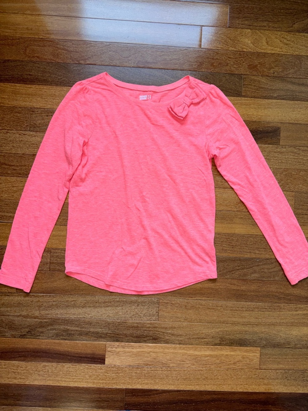 Crazy 8 Bright Pink/Orange Long Sleeve Tee with Shoulder Bow